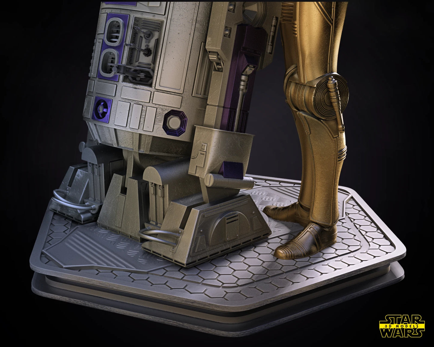 C3PO and R2D2 Star Wars Resin printed DIY model kits