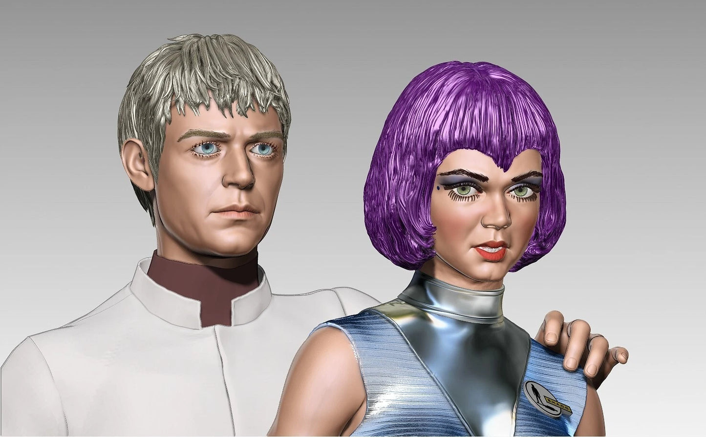 Lt. Gay Ellis with Commander Straker UFO 1970 Figure Resin printed DIY model kit