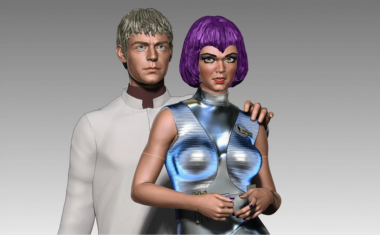 Lt. Gay Ellis with Commander Straker UFO 1970 Figure Resin printed DIY model kit