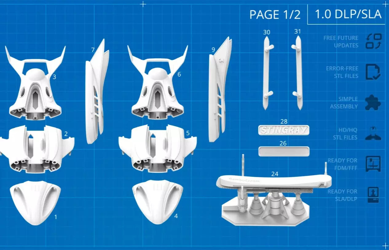 Stingray 1964 Submarine Resin 3d printed DIY model kit Unpainted