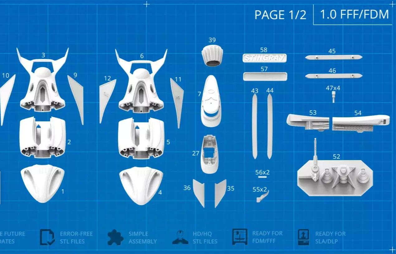 Stingray 1964 Submarine Resin 3d printed DIY model kit Unpainted