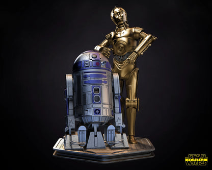 C3PO and R2D2 Star Wars Resin printed DIY model kits
