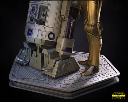 C3PO and R2D2 Star Wars Resin printed DIY model kits