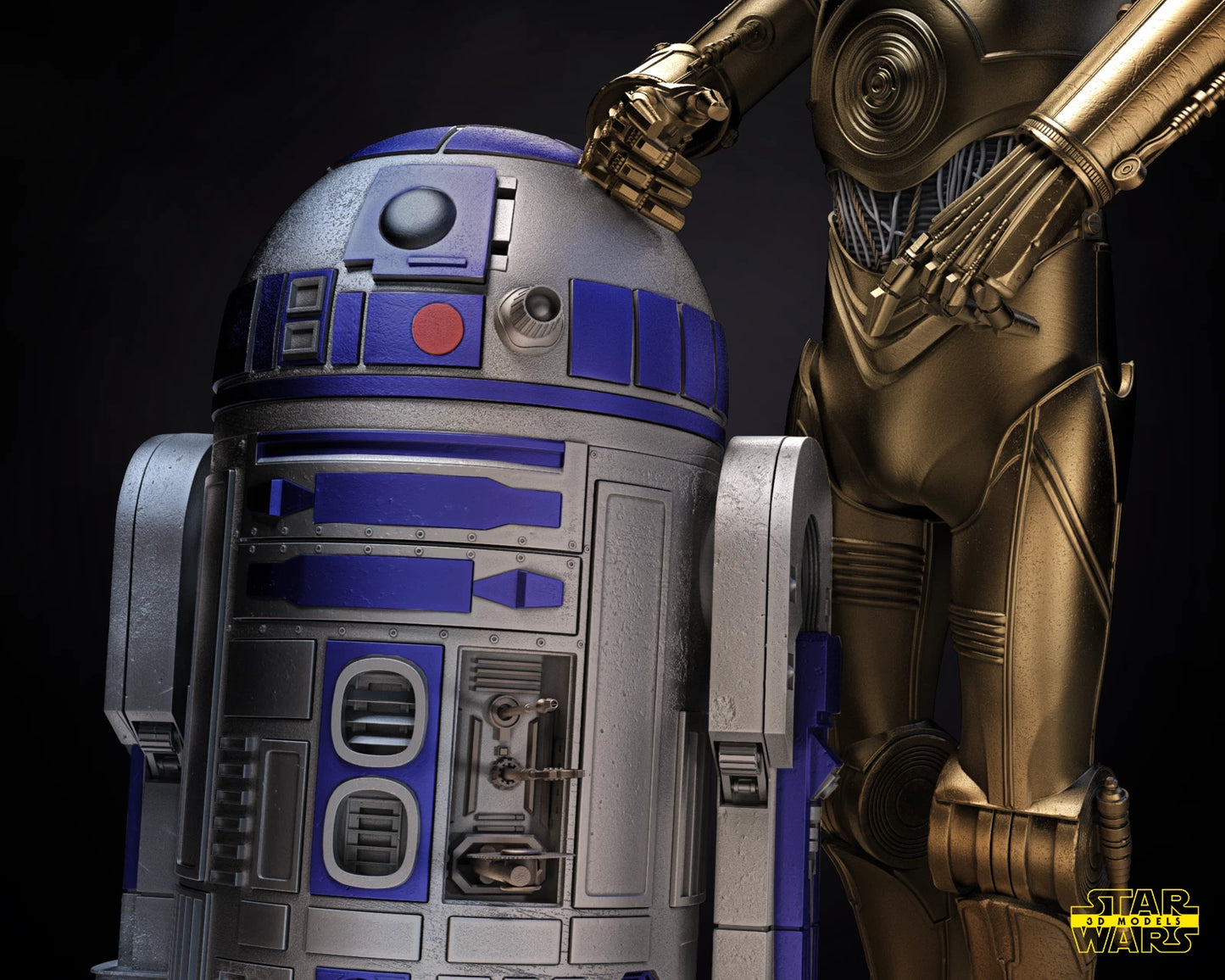 C3PO and R2D2 Star Wars Resin printed DIY model kits