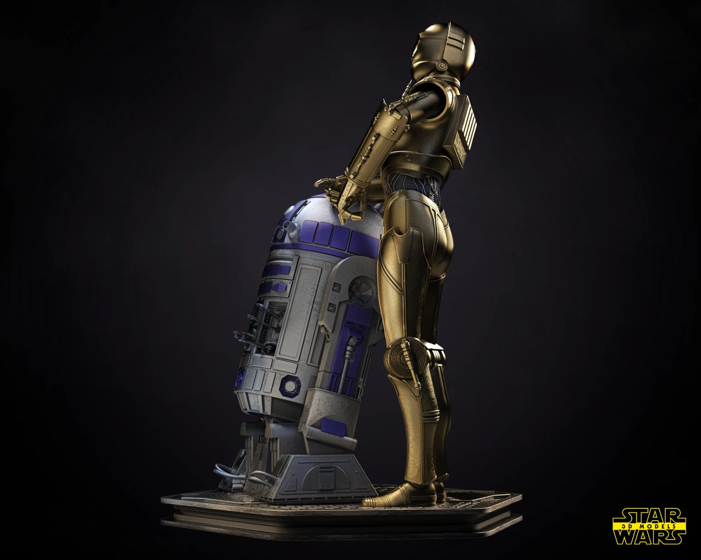 C3PO and R2D2 Star Wars Resin printed DIY model kits
