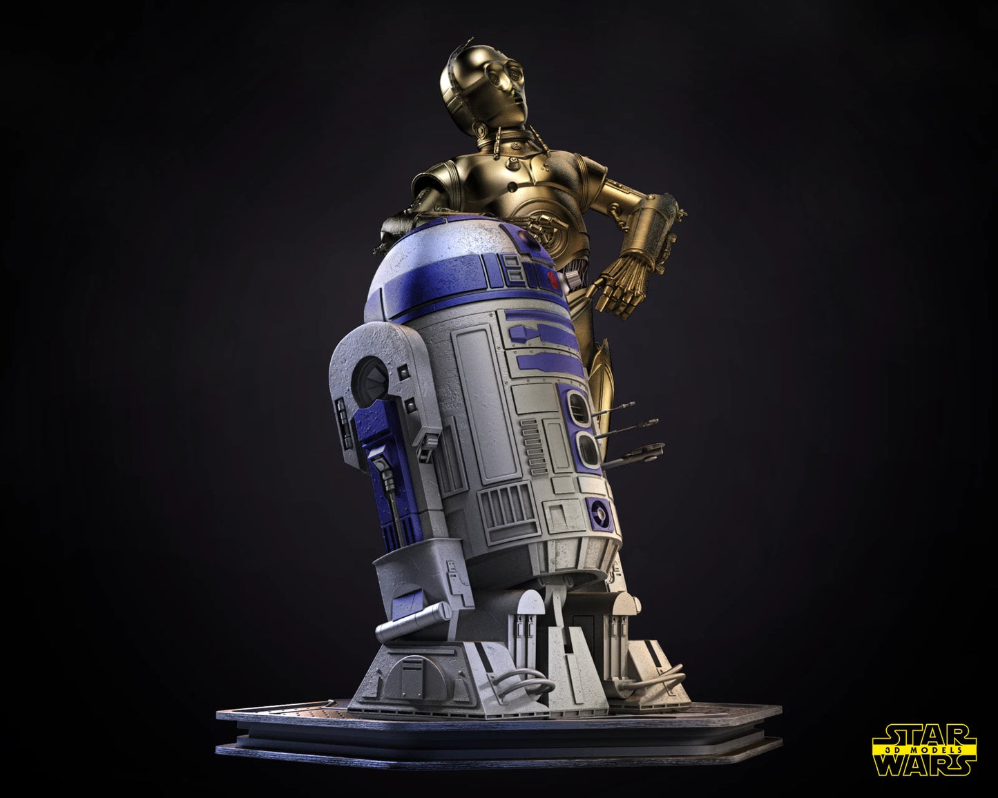 C3PO and R2D2 Star Wars Resin printed DIY model kits