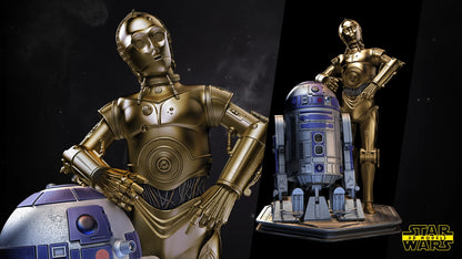 C3PO and R2D2 Star Wars Resin printed DIY model kits