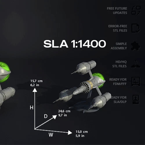 Liberator Blake's 7 Space Ship Resin 3d printed DIY model kit